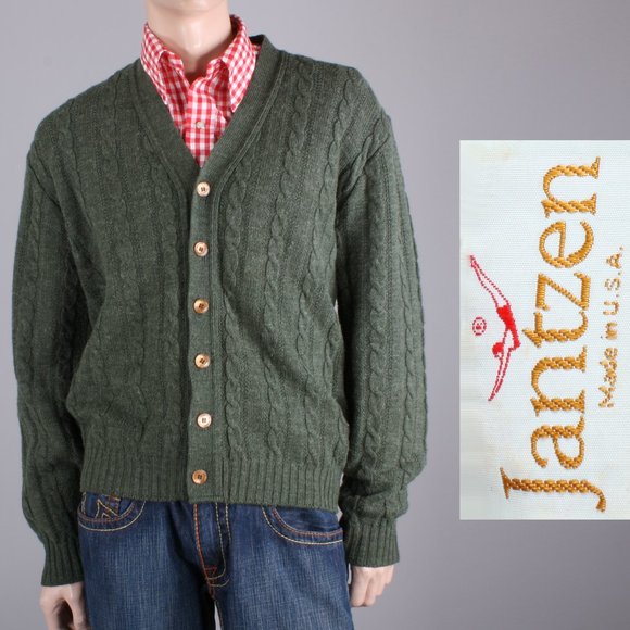 Mens Cardigan Grandpa Sweater 